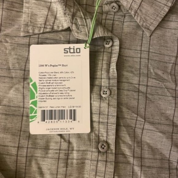 STIO Button Poplar Shirt Popover Shirt Lichen Plaid NWT L - Picture 7 of 10